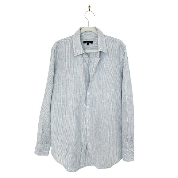 Quince Stiped Button Down Linen Shirt  XS - Picture 2 of 5